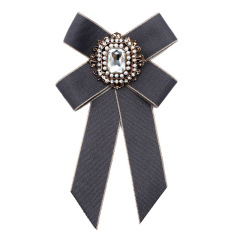 Korean style fashion women corsage alloy inlaid ribbon bowknot brooch for college