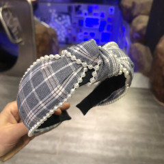 Non Slip Glitter Cross Knot Hairbands Cloth Wrapped pearl girl Hair Accessories