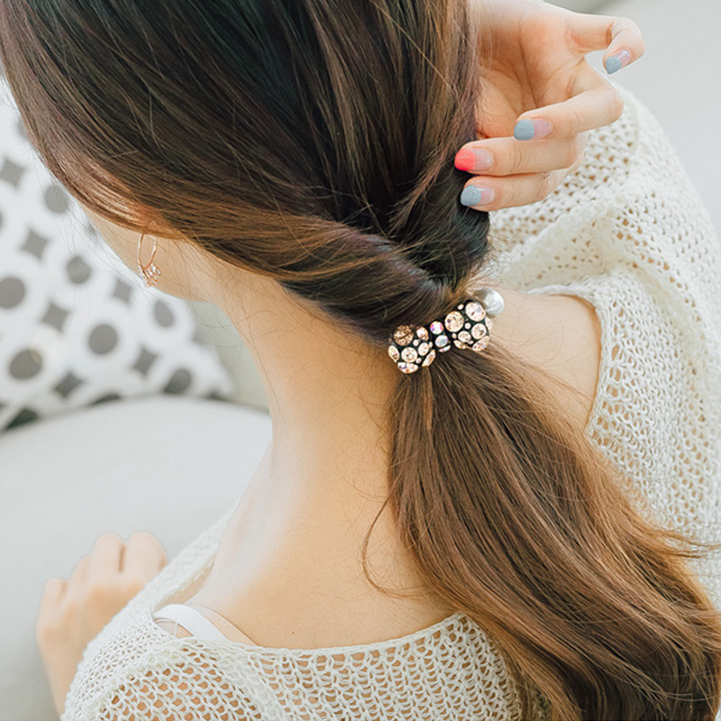 Custom Elastic ponytail holder Hair Accessor crystal rhinestone bow Hair tie Custom Elastic ponytail holder Hair Accessor crystal rhinestone bow Hair tie