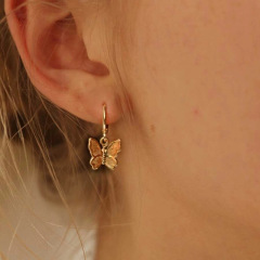 2020 New design statement beautiful girls gold-color hoop color alloy butterfly earrings 2020 New design statement beautiful girls gold-color hoop color alloy butterfly earrings