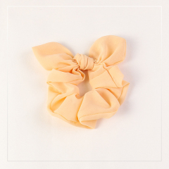 Wholesale fashion customized human solid color rabbit ear chiffon hair scrunchies for girls