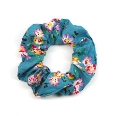 Spring and summer bulk women girls printed floral fabric cotton scrunchies for hair