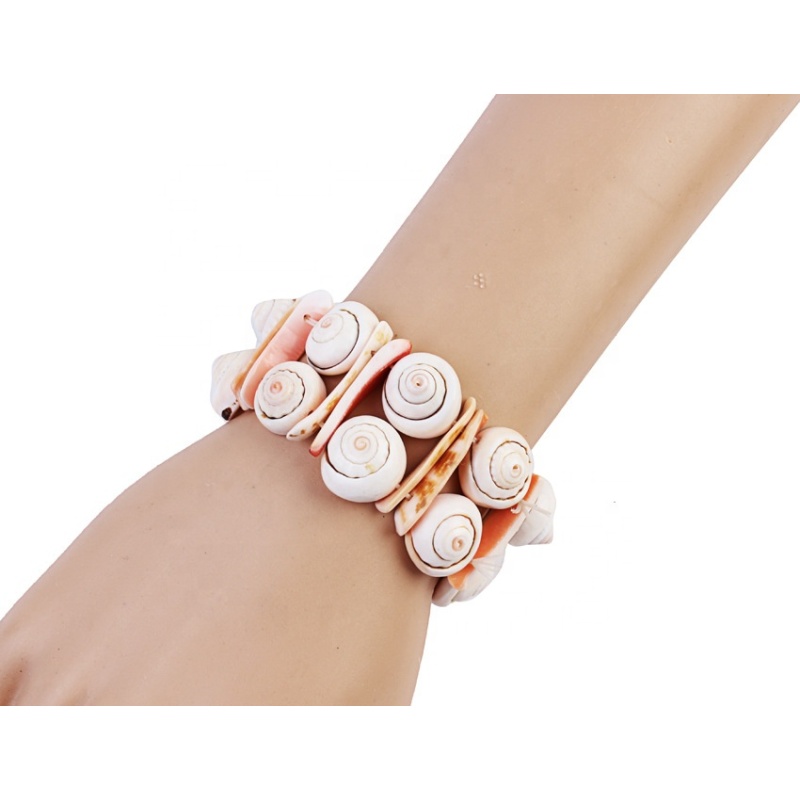 2020 new amazon ins fashion girls white handmade sea trumpet conch shell bracelets sea shell for women