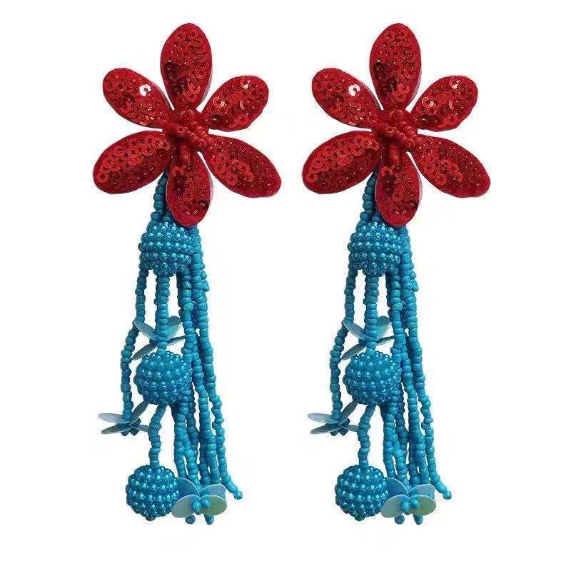 2020 INS Amazon Hot sale india bohemia tassel seed bead earring for women