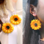 Wholesale Fashion Girls Holiday Jewelry Gold Plated Yellow Resin Sunflower Earrings Wholesale Fashion Girls Holiday Jewelry Gold Plated Yellow Resin Sunflower Earrings