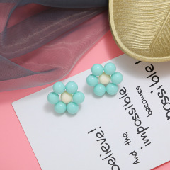 Bohemian style fashion porcelain beads acrylic flower newest stud earring