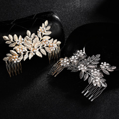 Handmade flower gold crystal hair accessories wedding bridal hair combs