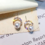 New design S925 silver needle crystal alloy pearl studs earring for women New design S925 silver needle crystal alloy pearl studs earring for women