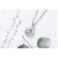 fashion valentine's day christmas gift jewelry women zircon silver necklace 925 sterling