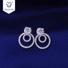 New 18k gold silver Elegant Dangle Hoop stud charm Moissanite Diamond Earrings
