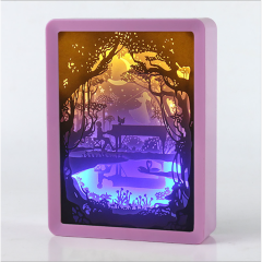High quality best price Square Plastic Led Shadow Box 3D Wall Art Photo Frame Paper Cut Light