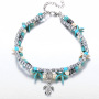 fancy Ins Amazon top sell Cheap Jewelry Chain Layer Rhinestone Bangle ocean shell turtle anklets