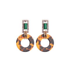 2019 fashion design colorful acrylic resin leopard circle holder earings