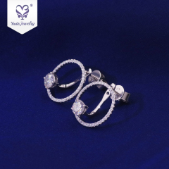 New design jewelry luxury  disc moissanite diamond circle stud earrings