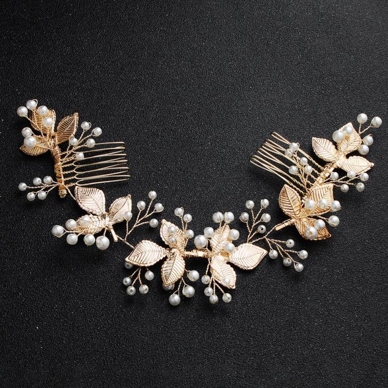 Handmade Rhinestone Pearl Hair Accessories wedding hair comb rose gold Handmade Rhinestone Pearl Hair Accessories wedding hair comb rose gold
