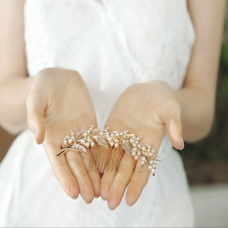 OEM Handmade rhinestone crystal hair band wedding make bridal hair comb