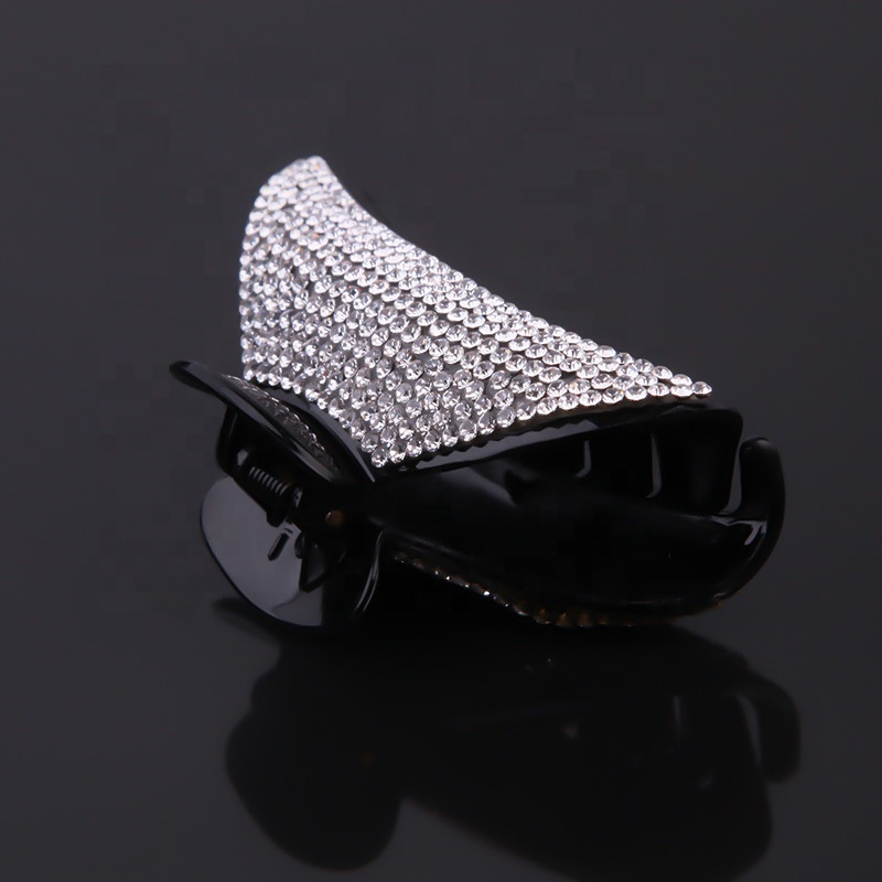 Wholesale Korean black plastic hair accessories jewelry full diamonds rhinestones large hair claw clips for women