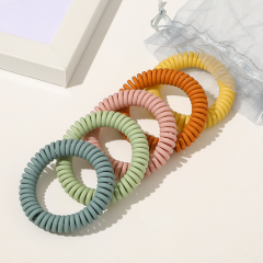Ins hot new style elastic candy color wire line telephone cord hair tie for girls