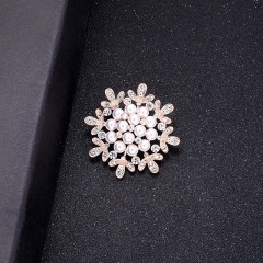 2020 New Heart flower Brooch Silver Party Fashion Jewelry rose rhinestone brooches women pins