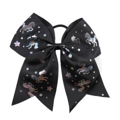 cheap OEM Custom girls badys cheer fabric bow ribbon kids elastic hair tie