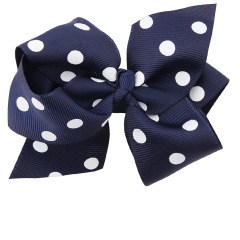 Korean women baby girls classic dot pattern ribbon bow hair clips