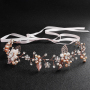 Gold Tiaras Wedding hair accessories  pearl crystal flower bridal Hairbands