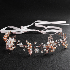 Gold Tiaras Wedding hair accessories pearl crystal flower bridal Hairbands