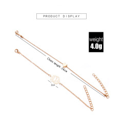2pcs/set Female Bohemia Gold Hollow Lotus Love Heart Chain Bracelet Set