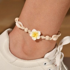 2019 Custom beach sea shell adjustable rope foot anklet jewelry flower for women