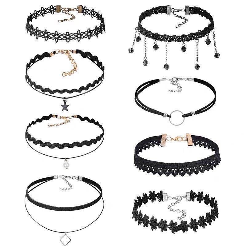 Fashion Hot Sale Ladies Sexy Gothic Lace Choker Necklace Sets for Women Fashion Hot Sale Ladies Sexy Gothic Lace Choker Necklace Sets for Women