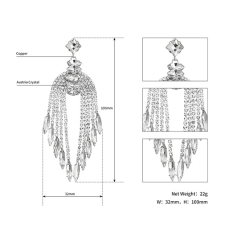 fashion custom wholesale women jewelry gift wedding bridal crystal and glass earring
