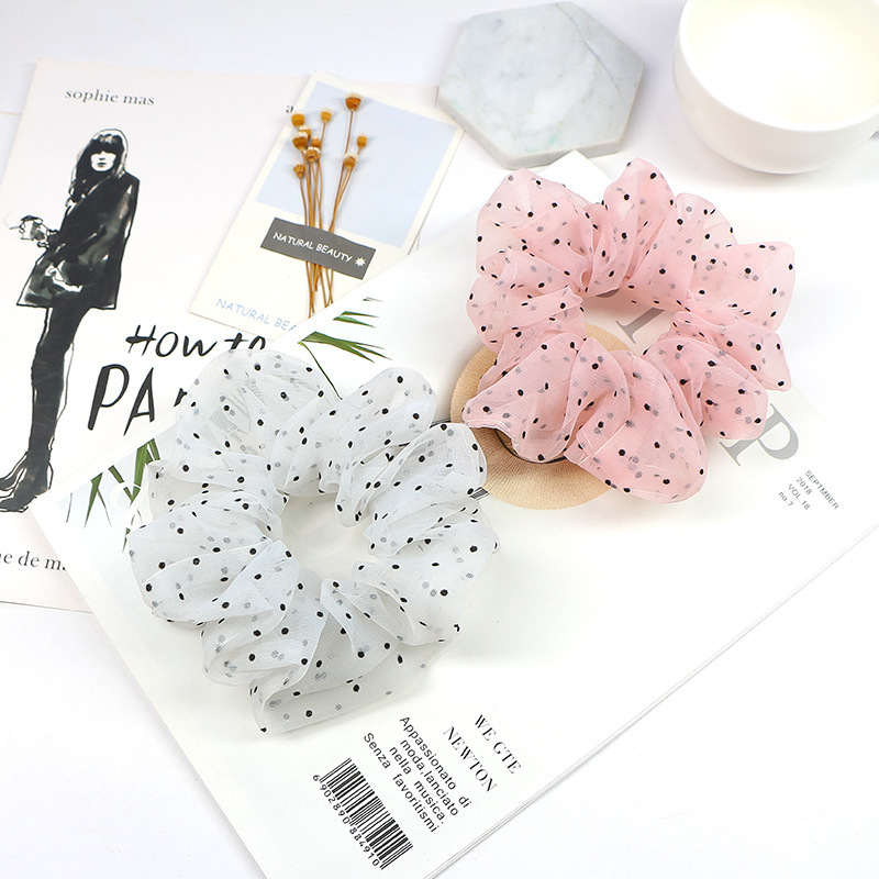 Wholesales Fashion Women New Hair Accessories Polka Dot Laces Large Scrunchies
