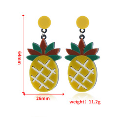 Fashion women fruit earring yellow pineapple acrylic dangle drop earrings