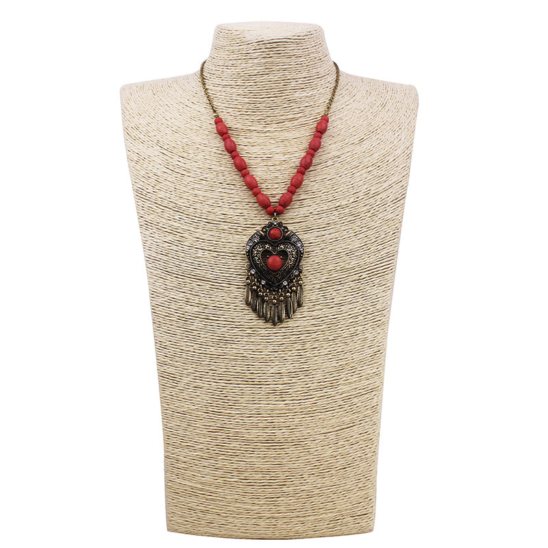 customized Amazon india africa fashion vintage Long  Metal Chain women Geometric stone bohemia boho Bead Tassel Necklace