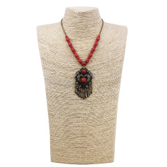 customized Amazon india africa fashion vintage Long Metal Chain women Geometric stone bohemia boho Bead Tassel Necklace