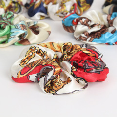 Scrunchy Elastic Ponytail Holder Silk print women Hair Bow hair ties