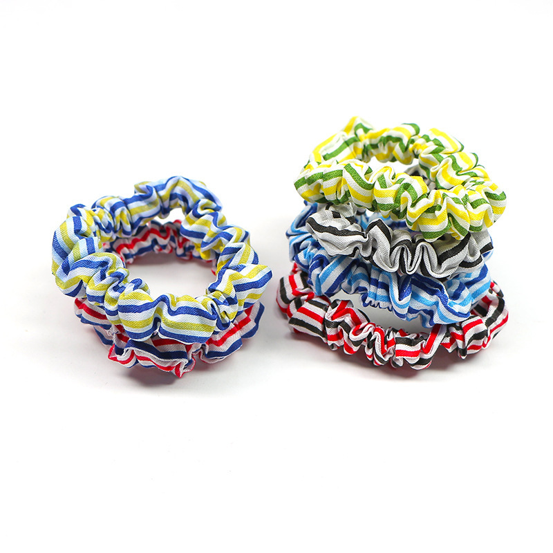 6pcs/set spring and summer custom girls stripe fitness elastic rubber hair scrunchies
