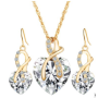 best sell amazon Korean fashion valentine's day christmas gift jewelry silver women zircon necklace set best sell amazon Korean fashion valentine's day christmas gift jewelry silver women zircon necklace set