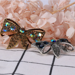 2020 Elegant Vintage wedding brooches Stone Colorful Women Fringe Crystal Brooch Bow brooch pin rhinestone