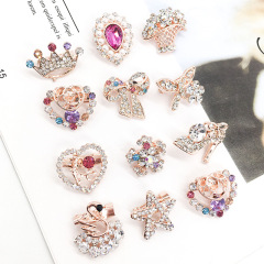 amazon korean cheaper latest luxury fashion alloy girls rhinestone crystal hijab small brooches for women lady