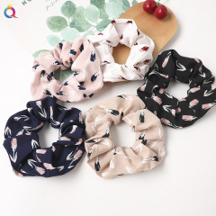 Wholesale fashion girls printed chouchou elastic fabric scrunchies hair ties