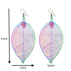Exquisite wholesale new colorful women Fashion hollow leaf stainless steel earrings