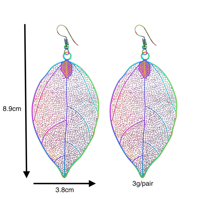 Exquisite wholesale new colorful women Fashion hollow leaf stainless steel earrings Exquisite wholesale new colorful women Fashion hollow leaf stainless steel earrings