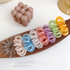 Korean new style candy color pearl line telephone cord hair tie for girls