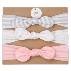 Handmade Polyester cotton elastic Hair Bows Baby Girls headbands