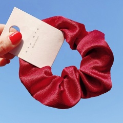 Ins simple retro pure color mercerized satin hair scrunchies bulk headband tied ponytail hair ties