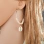 Round gold big hoop bead sea shell earrings for women 2019 new fashion Round gold big hoop bead sea shell earrings for women 2019 new fashion
