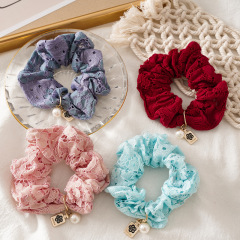 High quality Professional pearl lace fabric fashion girls hair scrunchies for ponytail holder High quality Professional pearl lace fabric fashion girls hair scrunchies for ponytail holder