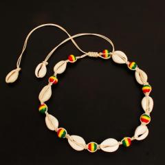 Handmade Jewelry Braided Colored Beaded Shell Short Rope Adjustable Choker Necklace