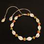 Handmade Jewelry Braided Colored Beaded Shell Short Rope Adjustable Choker Necklace Handmade Jewelry Braided Colored Beaded Shell Short Rope Adjustable Choker Necklace